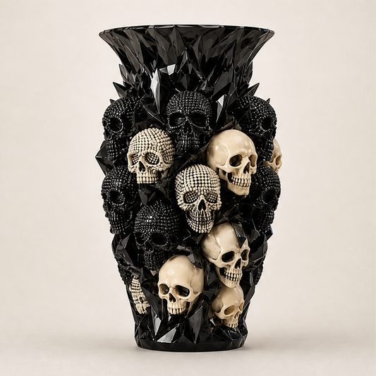 Duskmourn – Hand-Painted Skull & Crow Gothic Resin Vase + 50% OFF Black