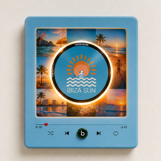 Fridgebeats Glow – Personalised Photo & Song Rotating Vinyl Fridge Magnet + 50% OFF Blue