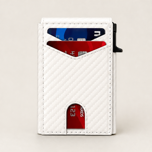 Carbonix – Pop-Up Aluminum RFID Blocking Carbon Fiber Wallet + 50% OFF White