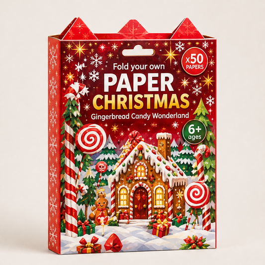 Foldhaven – 250-Sheet, 5-Theme DIY Paper Christmas Craft Kit + 50% OFF Gingerbread Candy Wonderland