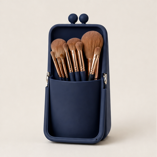 Brushpop – Pop-Open Silicone Makeup Brush Holder Travel Case + 50% OFF Navy