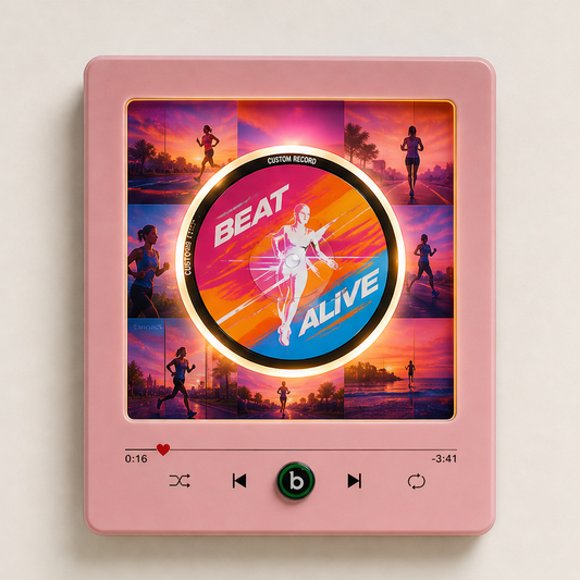 Fridgebeats Glow – Personalised Photo & Song Rotating Vinyl Fridge Magnet + 50% OFF Pink
