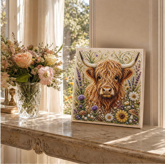 Meadowbead – Highland Cow Pearl Art DIY Canvas Kit + 50% OFF lifestyle