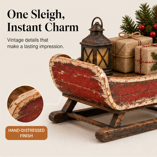 Winterholm – Vintage Hand-Painted Christmas Sleigh Table Decoration + 50% OFF features