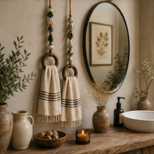 Hearthbead – Boho Wood Ring Beaded Towel Hanger + 50% OFF lifestyle