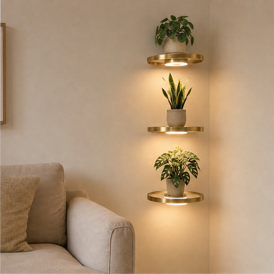 Gildglow – Floating LED Shelf with Warm Plant Lighting + 50% OFF lifestyle