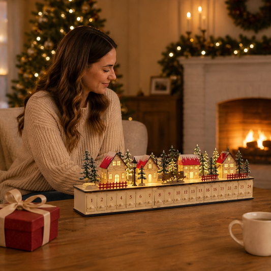 Hearthglow – 24 Pull-Out Drawers Lit Wooden Advent Village + 50% OFF lifestyle