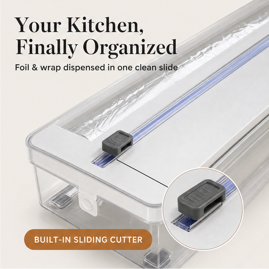 Slicewell – Sliding Cutter Foil & Wrap Dispenser Box features