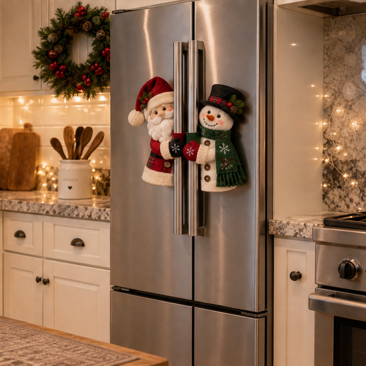 Hollyhug – Plush Santa & Snowman Fridge Handle Huggers, Set of 2 + 50% OFF lifestyle