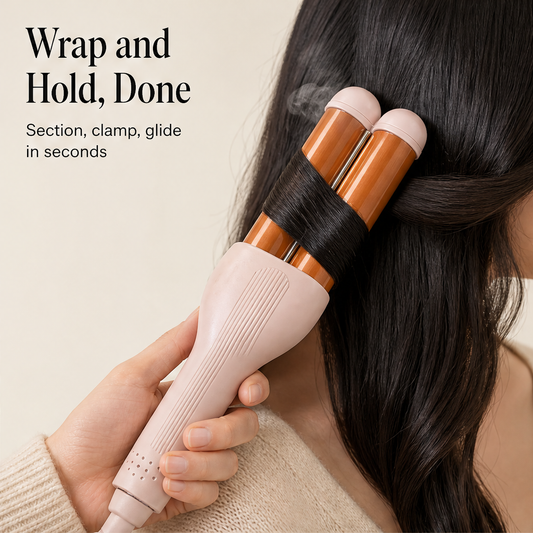Wavelle – Dual-Barrel French Wave Curling Tong for Bouncy, Long-Lasting Curls + 50% OFF detail