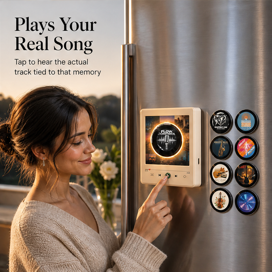 Fridgebeats Glow – Personalised Photo & Song Rotating Vinyl Fridge Magnet + 50% OFF features