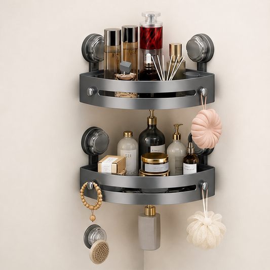 Corravo – No-Drill 3-Tier Corner Shower Storage Rack + 50% OFF Grey
