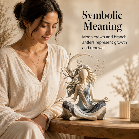 Hushgrove – Hand-Painted Moon & Branch Meditation Figurine + 50% OFF features