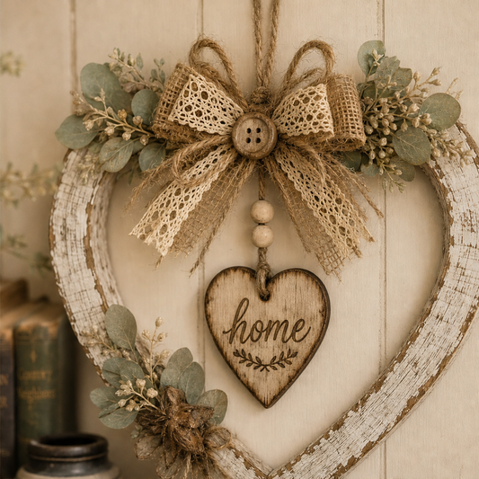 Oakbloom Hollow – Rustic Heart Wreath Ready-to-Hang Farmhouse Wall Decor lifestyle