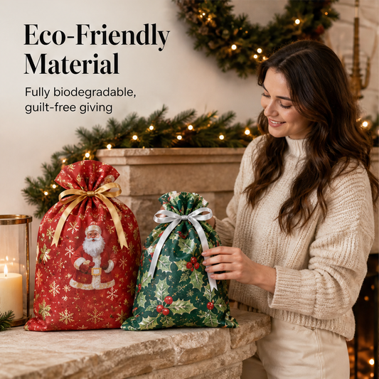 Fircrest – Biodegradable Instant-Wrap Drawstring Christmas Gift Bags + 50% OFF features