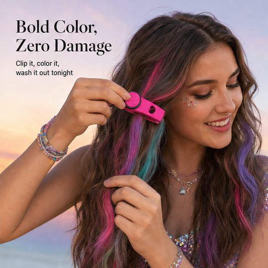 Huelock – 12-Colour Clamp-On Temporary Hair Chalk Applicator Set + 50% OFF features
