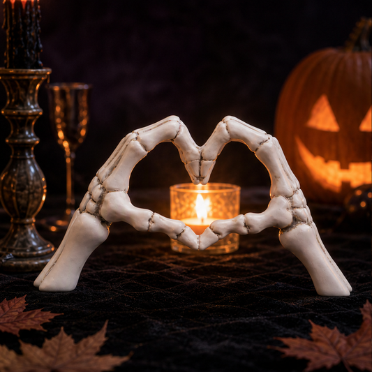 Nocturne Bone – Hand-Painted Resin Skeleton Heart Hand Figurine + 50% OFF lifestyle