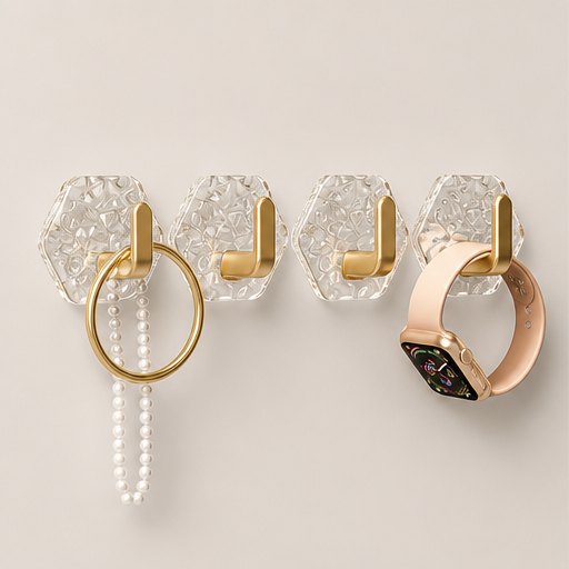 Faceture – No-Drill Waterproof Ripple-Cut Adhesive Hooks Gold