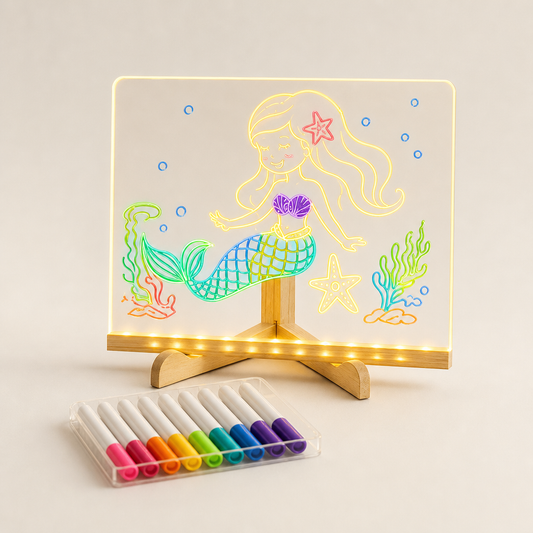 Glowlume – Light-Up Reusable LED Drawing Board with 7 Colour Pens + 50% OFF Mermaid