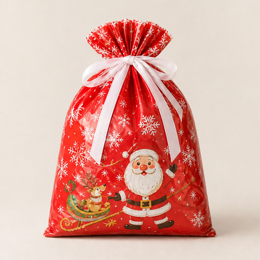 Fircrest – Biodegradable Instant-Wrap Drawstring Christmas Gift Bags + 50% OFF Red