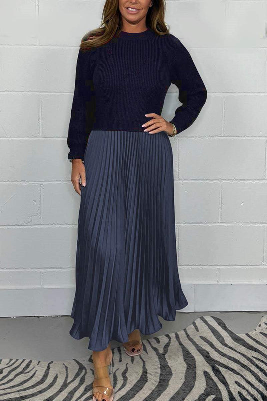 The PleatFlow Jumper Dress - Elegant Movement, Sweatshirt Comfort +50%OFF