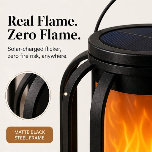 Emberwick – Solar Flickering Flame Lantern with Auto-On Dusk Sensor, Weatherproof + 50% OFF