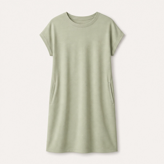 Solenne™ – Soft Breathable Midi T-Shirt Dress with Pockets + 50% OFF