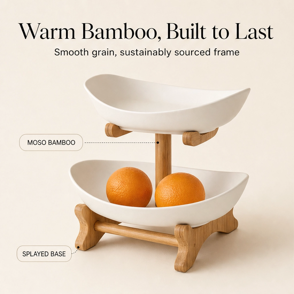 Grovely™ – Stackable Bamboo Multi-Tier Fruit Basket & Countertop Organizer + 50% OFF
