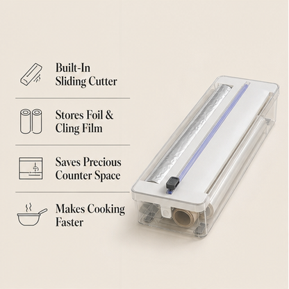 Galley – 2-in-1 Foil & Cling Wrap Dispenser with Built-In Slide Cutter + 50% OFF