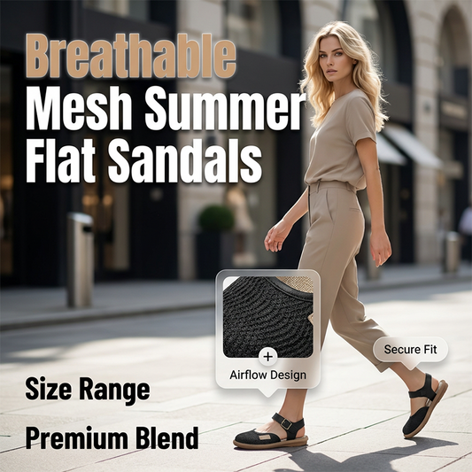 Aerelle™ – Breathable Mesh Flat Sandals with Adjustable Ankle Strap + 50% OFF