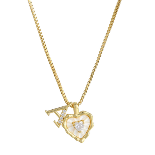 Pavelle – Micro-Pavé Initial & Heart Charm Titanium Steel Necklace - Buy 1 + 1 FREE
