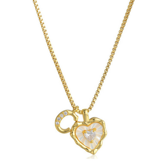 Pavelle – Micro-Pavé Initial & Heart Charm Titanium Steel Necklace - Buy 1 + 1 FREE