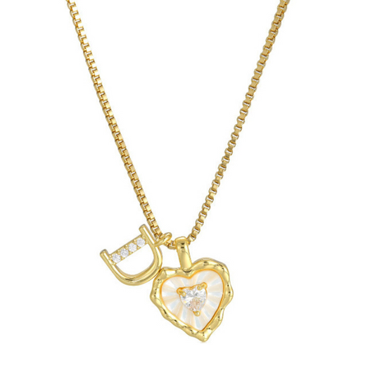 Pavelle – Micro-Pavé Initial & Heart Charm Titanium Steel Necklace - Buy 1 + 1 FREE