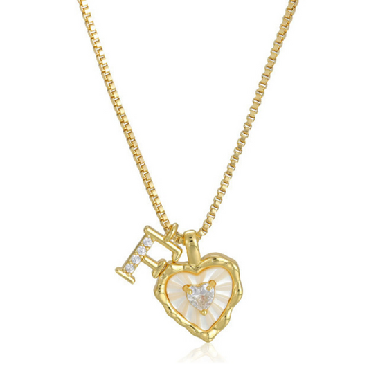 Pavelle – Micro-Pavé Initial & Heart Charm Titanium Steel Necklace - Buy 1 + 1 FREE
