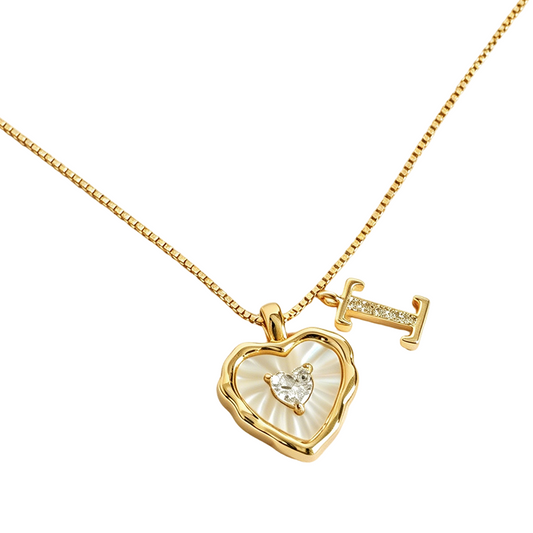 Pavelle – Micro-Pavé Initial & Heart Charm Titanium Steel Necklace - Buy 1 + 1 FREE