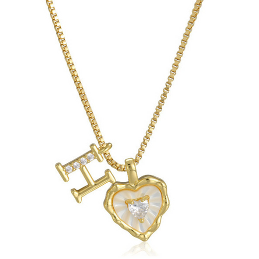 Pavelle – Micro-Pavé Initial & Heart Charm Titanium Steel Necklace - Buy 1 + 1 FREE