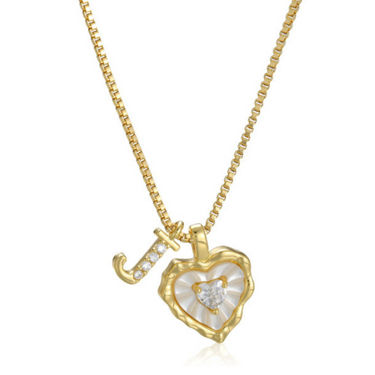 Pavelle – Micro-Pavé Initial & Heart Charm Titanium Steel Necklace - Buy 1 + 1 FREE