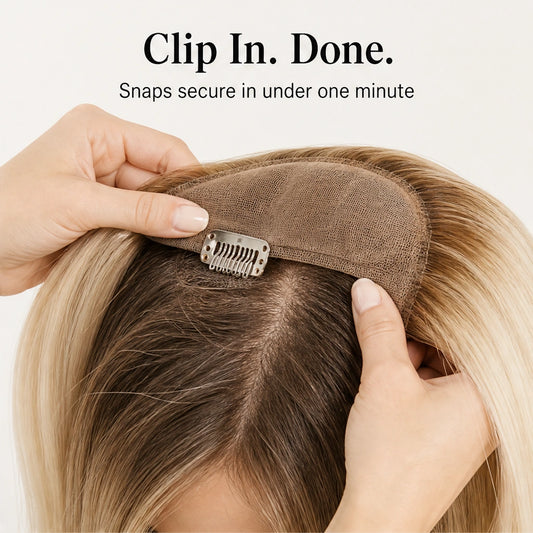 Tresselle – 100% Human Hair Hybrid Hairline Topper with Secure Clips + 50% OFF